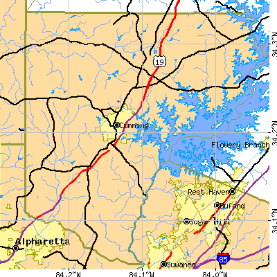 Zip code 30041 close-up map