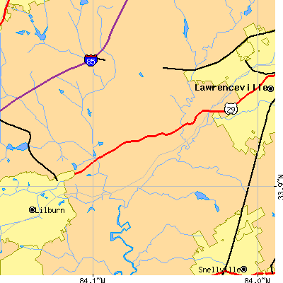 Zip code 30044 close-up map