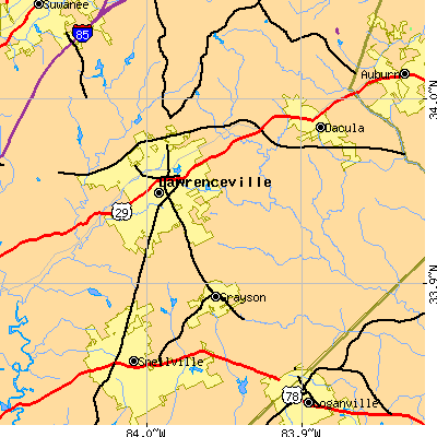Zip code 30045 close-up map