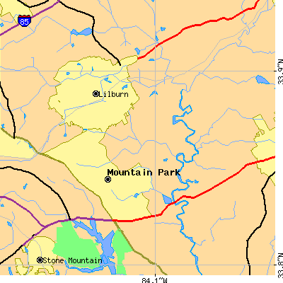 Zip code 30047 close-up map