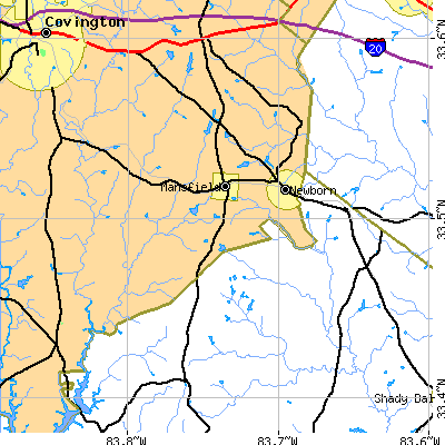 Zip code 30055 close-up map