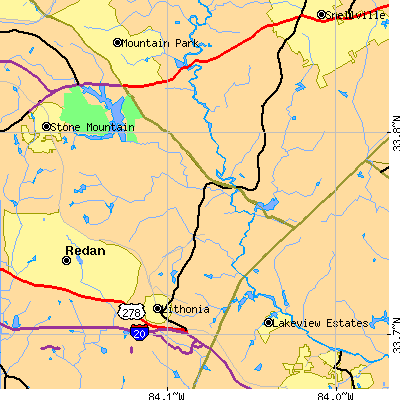 Zip code 30058 close-up map
