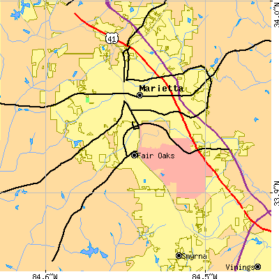 Zip code 30060 close-up map