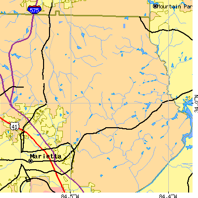 Zip code 30062 close-up map