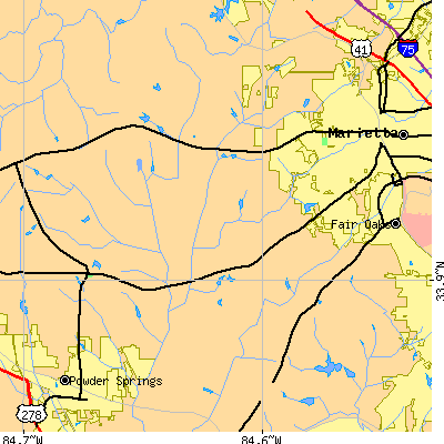 Zip code 30064 close-up map