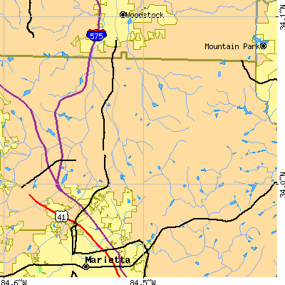 Zip code 30066 close-up map