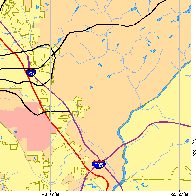 Zip code 30067 close-up map