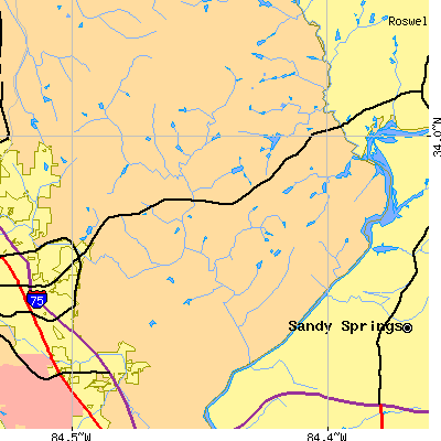 Zip code 30068 close-up map