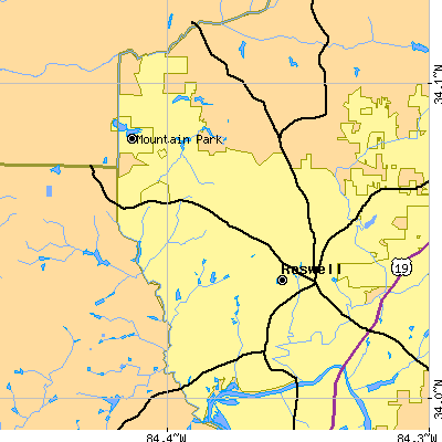 Zip code 30075 close-up map
