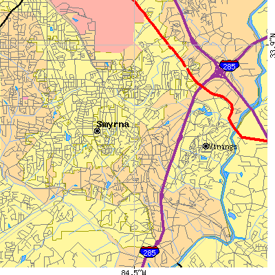 Zip code 30080 close-up map