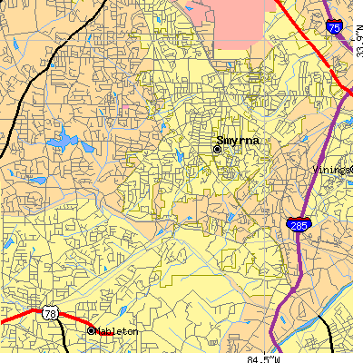 Zip code 30082 close-up map