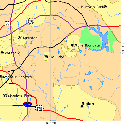 Zip code 30083 close-up map