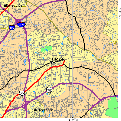Zip code 30084 close-up map