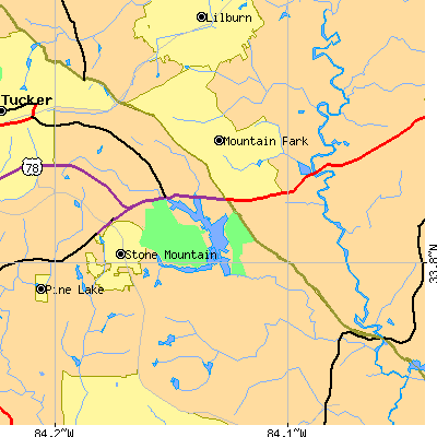 Zip code 30087 close-up map