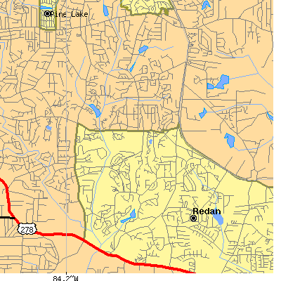 Zip code 30088 close-up map