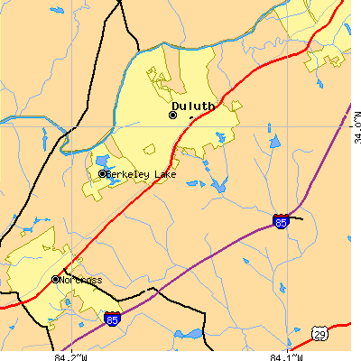 Zip code 30096 close-up map