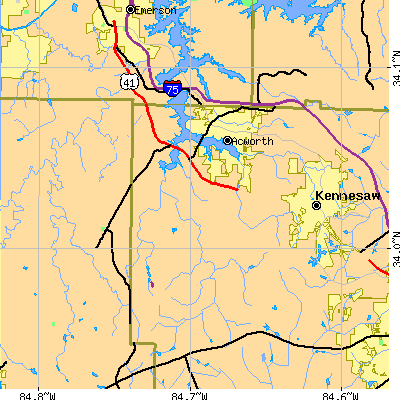 Zip code 30101 close-up map