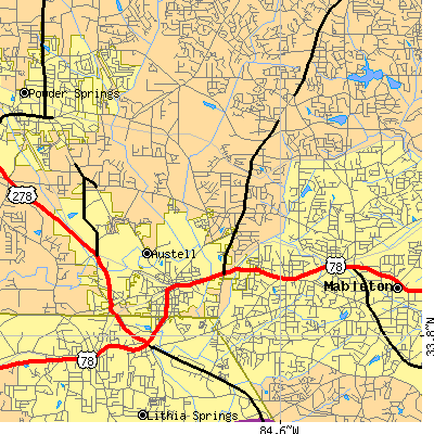 Zip code 30106 close-up map