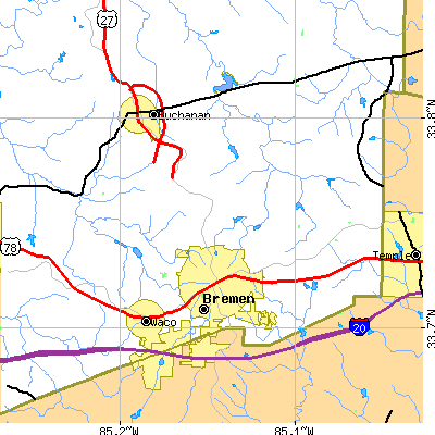 Zip code 30110 close-up map