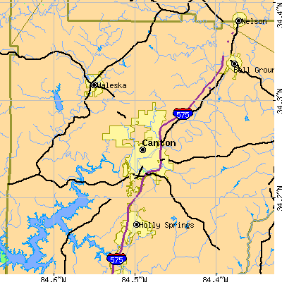 Zip code 30114 close-up map