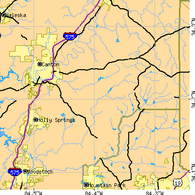 Zip code 30115 close-up map