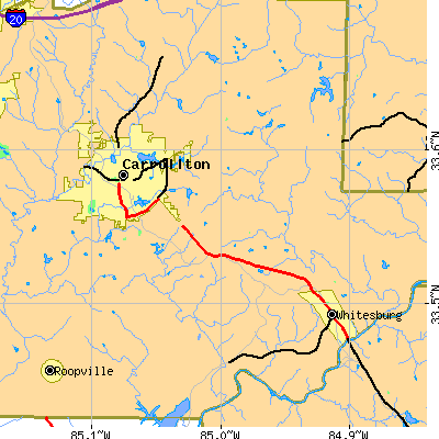 Zip code 30116 close-up map