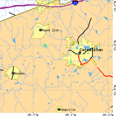 Zip code 30117 close-up map