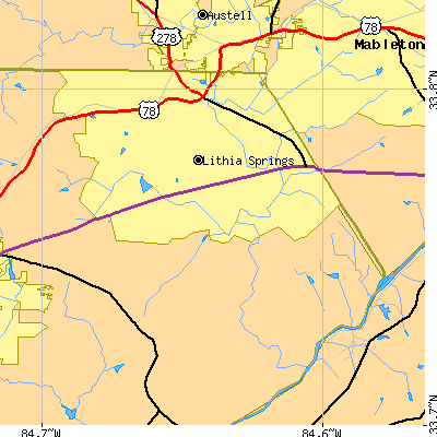 Zip code 30122 close-up map