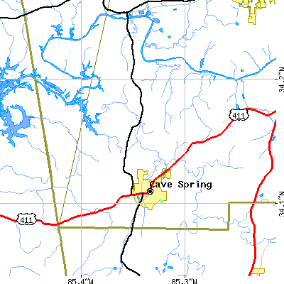 Zip code 30124 close-up map