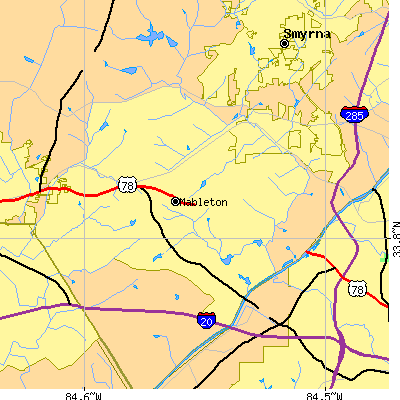 Zip code 30126 close-up map