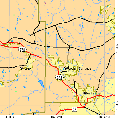 Zip code 30127 close-up map