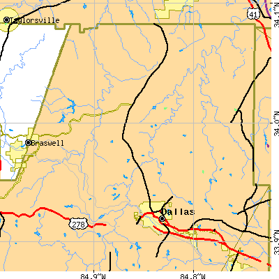 Zip code 30132 close-up map