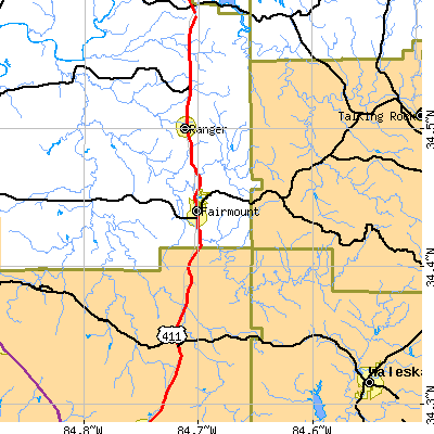 Zip code 30139 close-up map