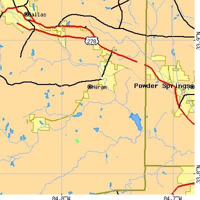 Zip code 30141 close-up map