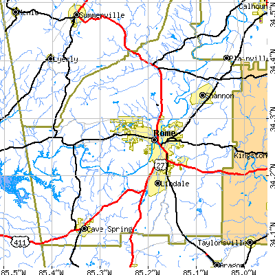 Zip code 30161 close-up map