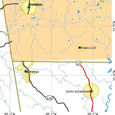 Zip code 30170 close-up map