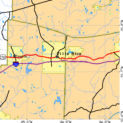 Zip code 30180 close-up map