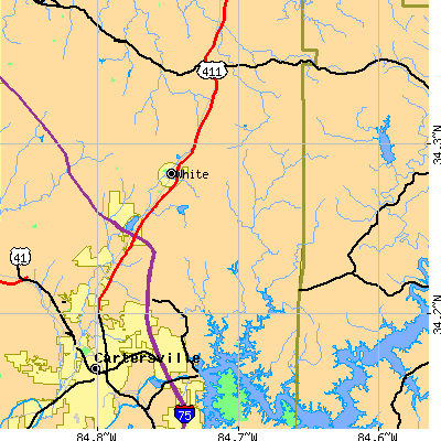Zip code 30184 close-up map