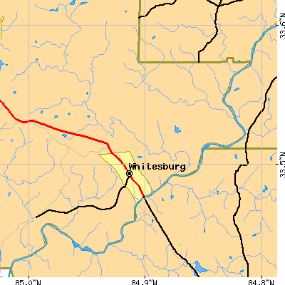 Zip code 30185 close-up map