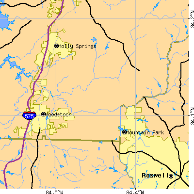 Zip code 30188 close-up map