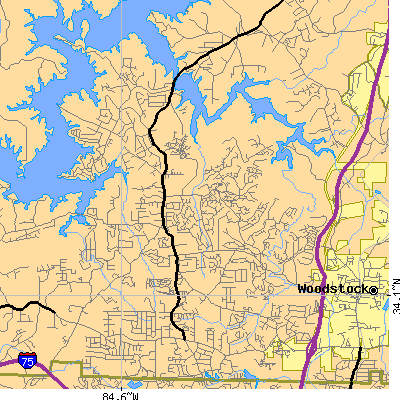 Zip code 30189 close-up map