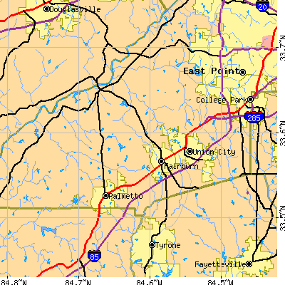 Zip code 30213 close-up map