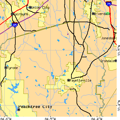 Zip code 30214 close-up map