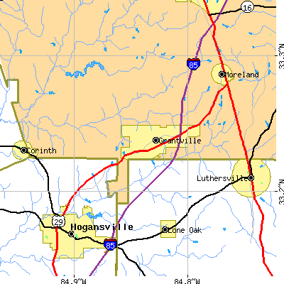 Zip code 30220 close-up map