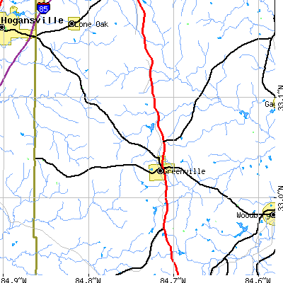 Zip code 30222 close-up map