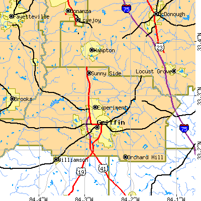 Zip code 30223 close-up map
