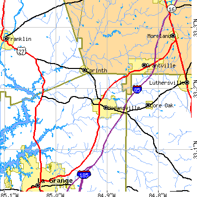 Zip code 30230 close-up map