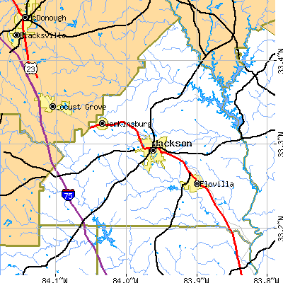 Zip code 30233 close-up map