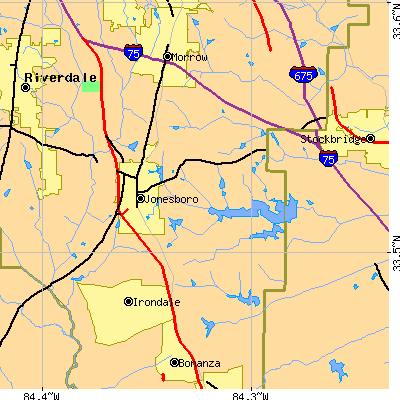 Zip code 30236 close-up map