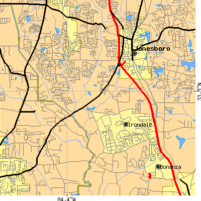 Zip code 30238 close-up map